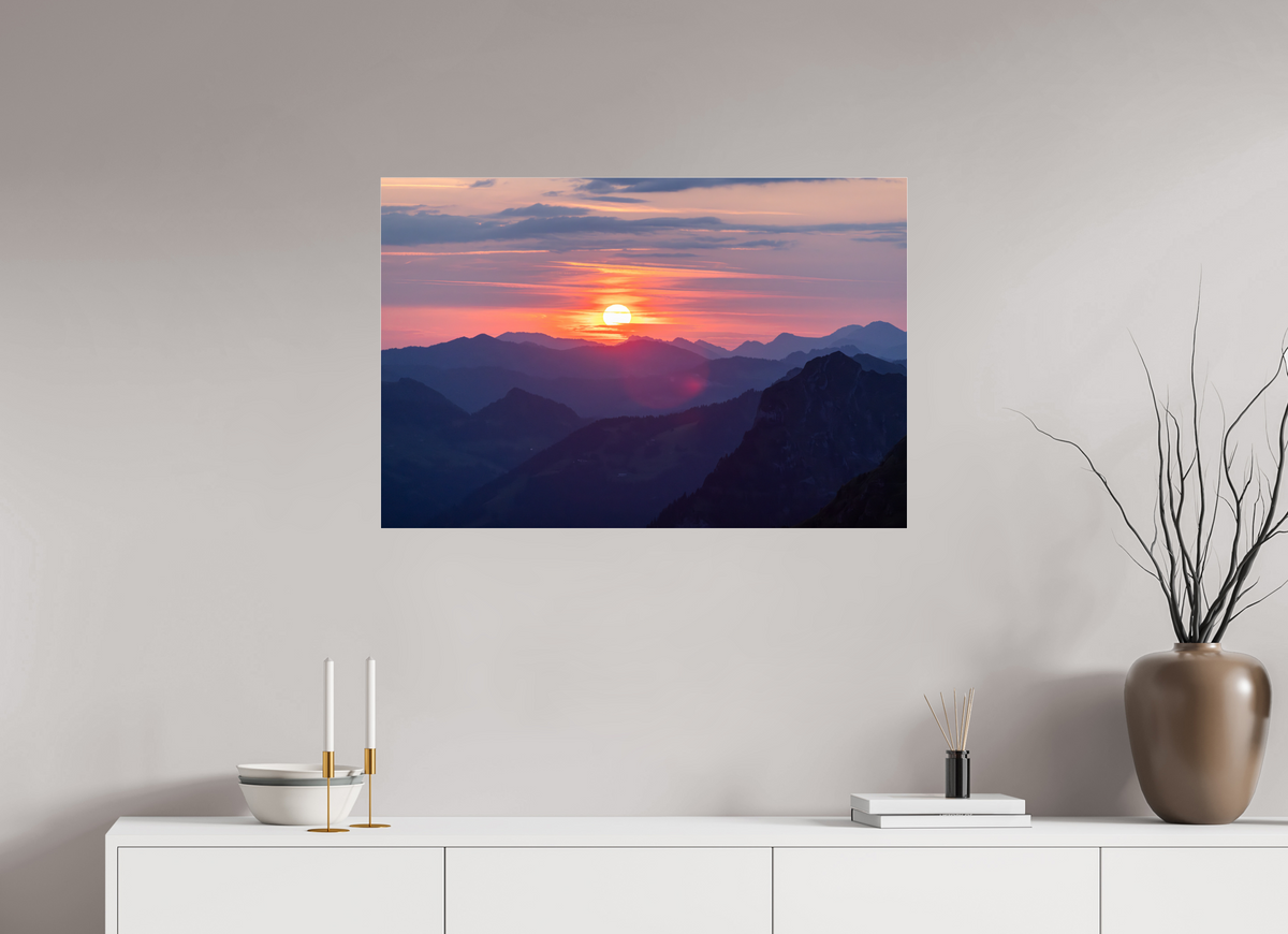 90 x 60 cm, Photo Print Under Acrylic Glass Hohe Matona Sunrise Layers, Alps