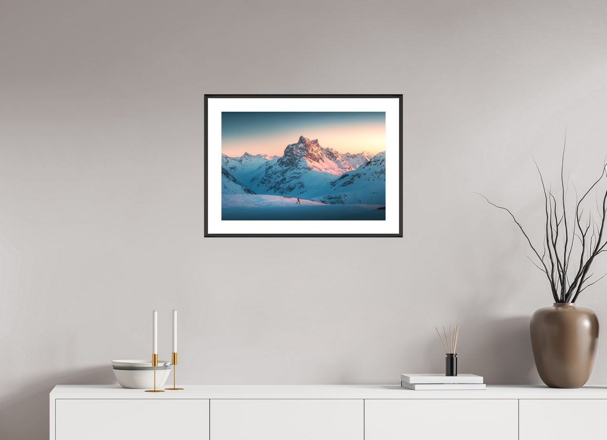 60 x 40 cm, Rahmen-Schwarz Pateriol Alpenglow, Austria Alps