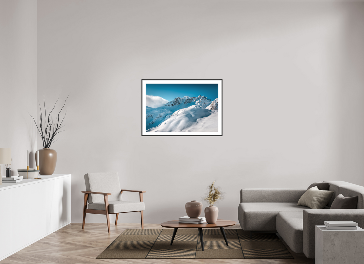 105 x 70 cm, Rahmen-Schwarz Freeride Curves, Lech Zürs