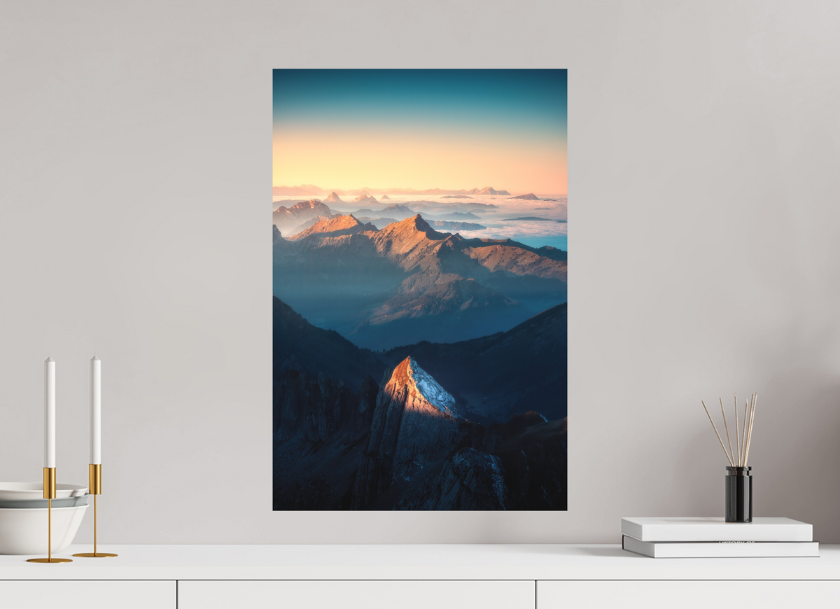 40 x 60 cm, Papierprint ohne Rahmen Säntis Peak Glow at Sunrise, Switzerland