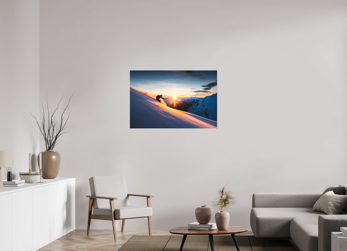 105 x 70 cm, Papierprint ohne Rahmen Ski Sunset at Trittkopf, Zürs Arlberg