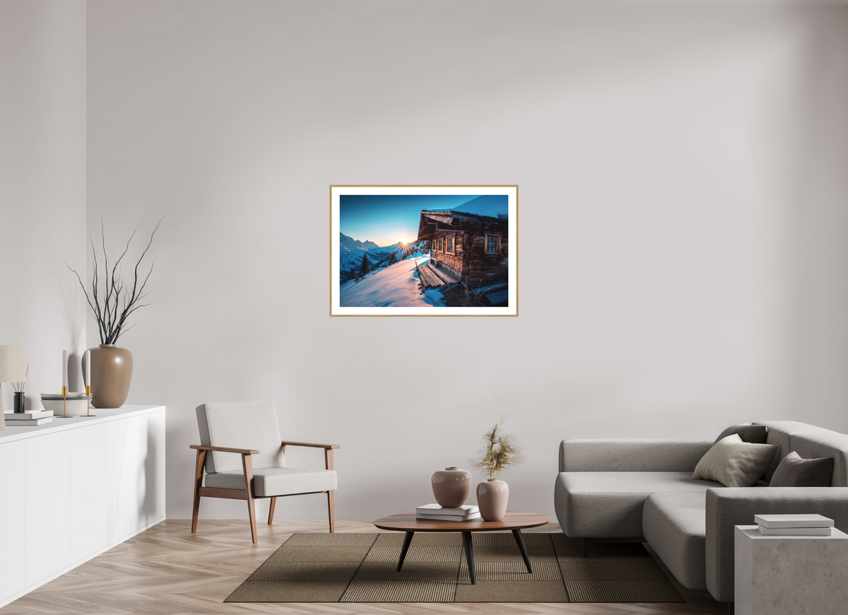 105 x 70 cm, Rahmen-Holzoptik Zuger Hütte, Arlberg