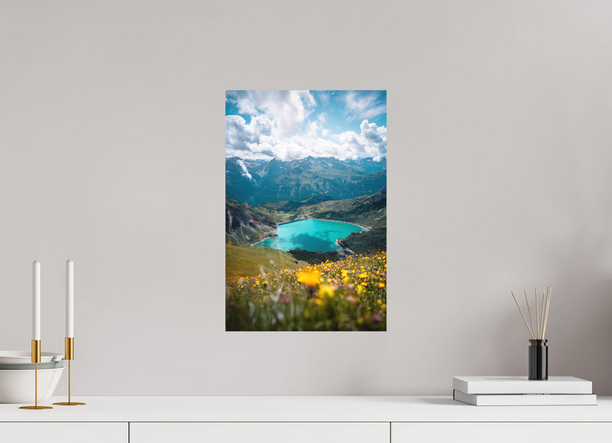 30 x 45 cm, Papierprint ohne Rahmen Turquoise Lake in Summer, Lech