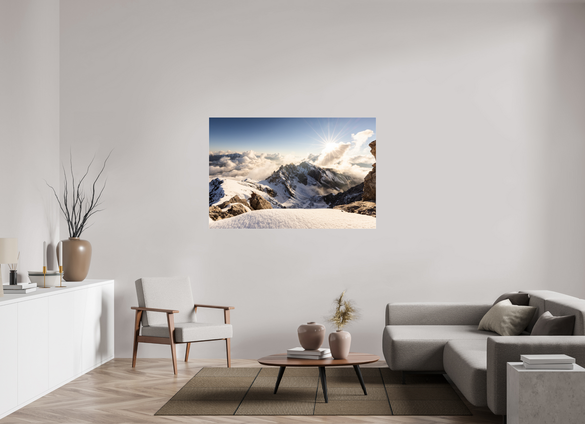 150 x 100 cm, Photo Print Under Acrylic Glass Dramatic Sunset at the Valluga, Arlberg