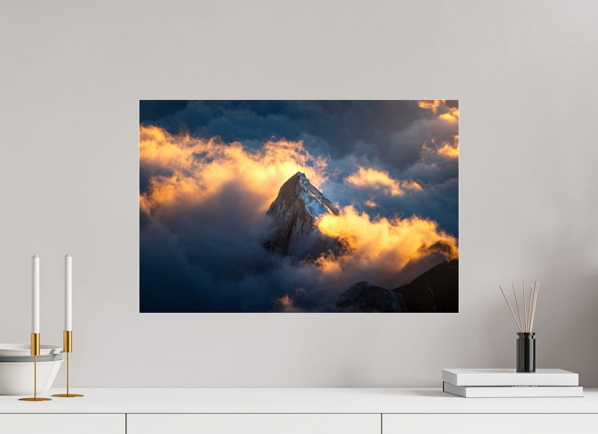 60 x 40 cm, Photo Print Under Acrylic Glass Säntis Cloud Glow at Sunset, Switzerland