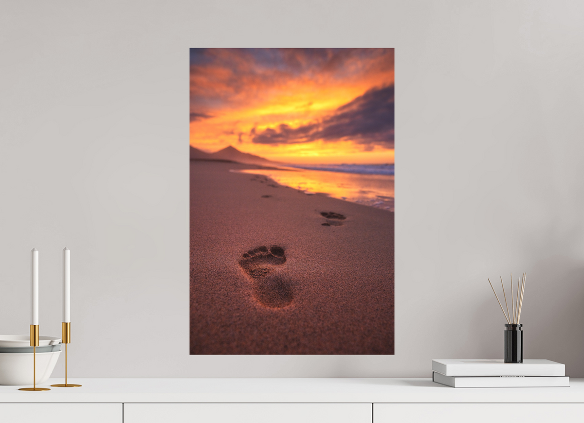 40 x 60 cm, Papierprint ohne Rahmen Footprints at Sunset, Cofete, Fuerteventura