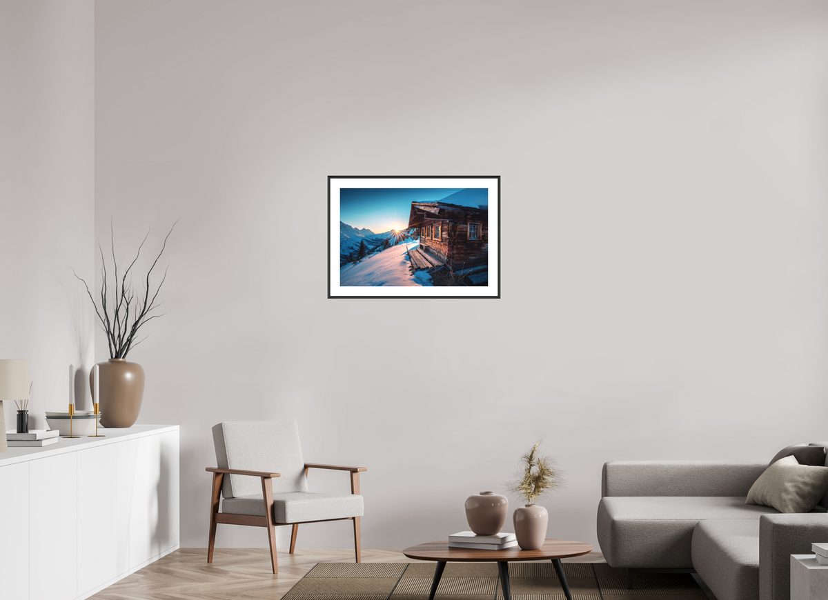 75 x 50 cm, Rahmen-Schwarz Zuger Hütte, Arlberg