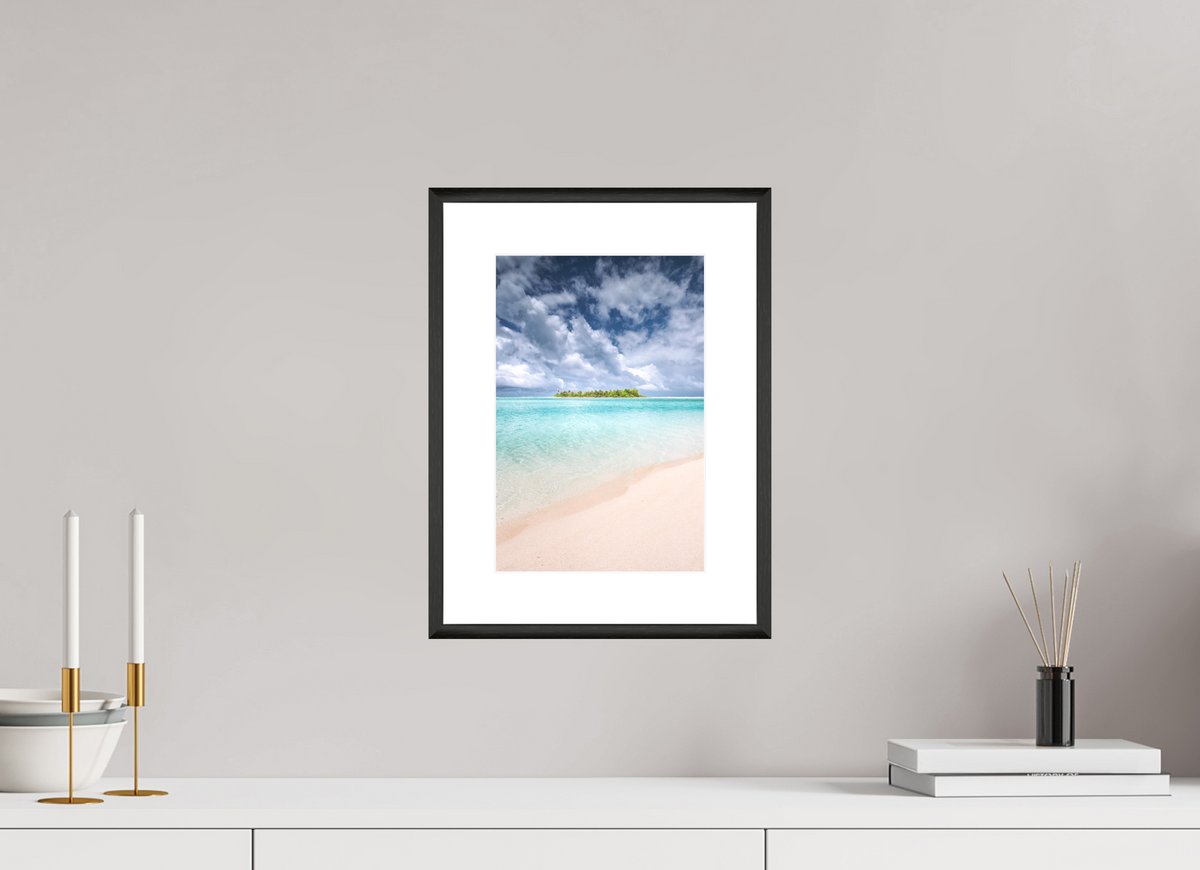 20 x 30 cm, Rahmen-Schwarz Tropical Coastline, Aitutaki
