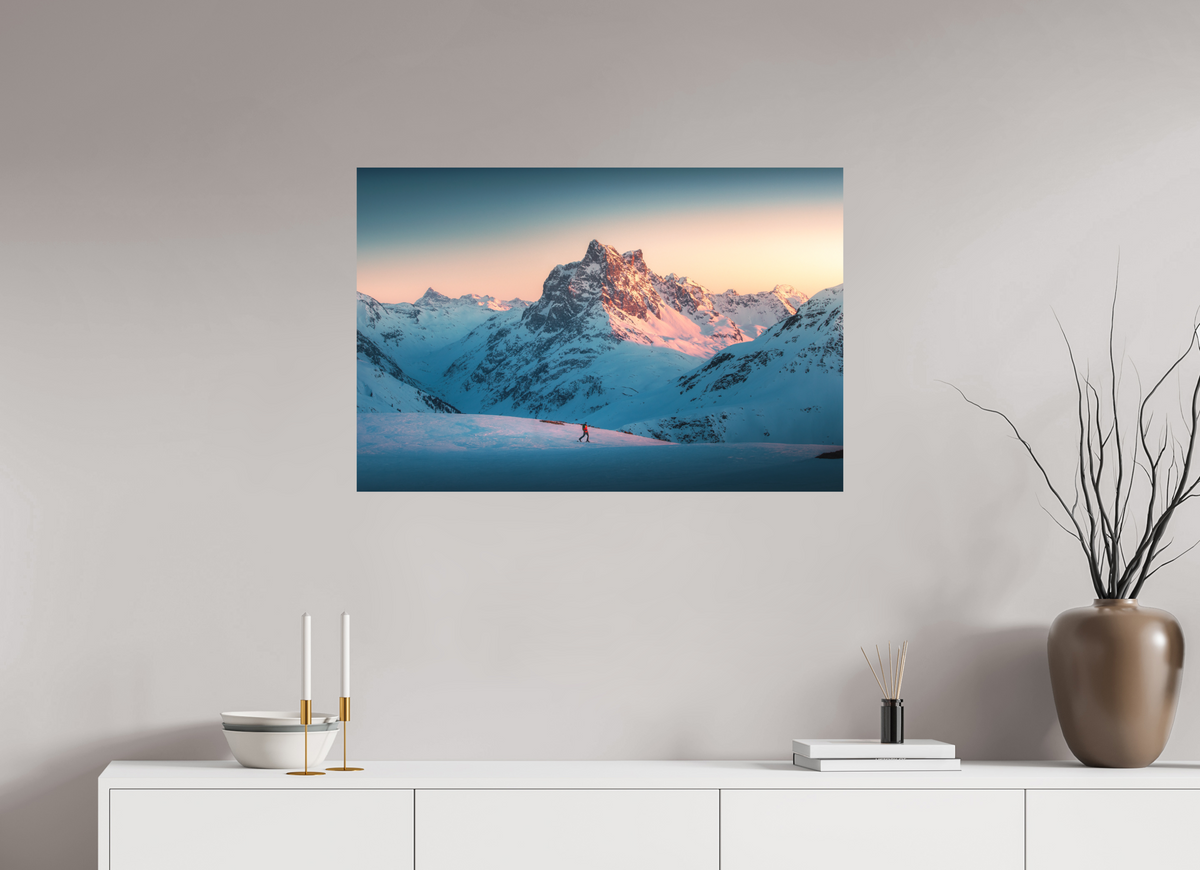 90 x 60 cm, Papierprint ohne Rahmen Pateriol Alpenglow, Austria Alps