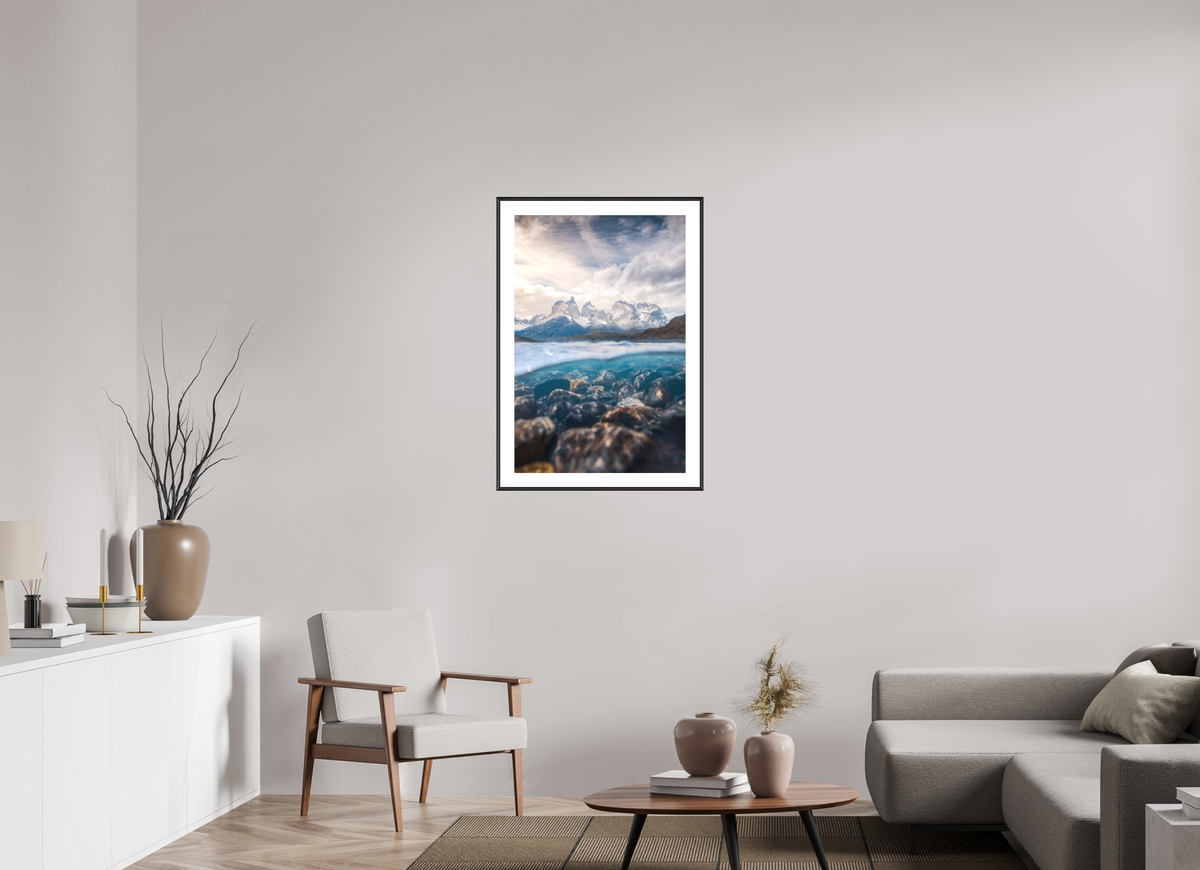 60 x 90 cm, Rahmen-Schwarz Torres del Paine, Reflection