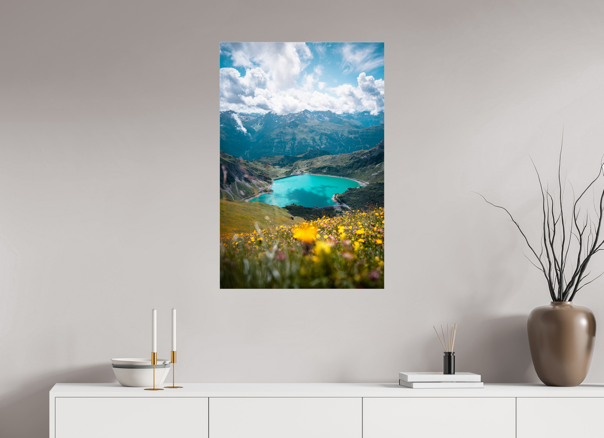 60 x 90 cm, Photo Print Under Acrylic Glass Turquoise Lake in Summer, Lech