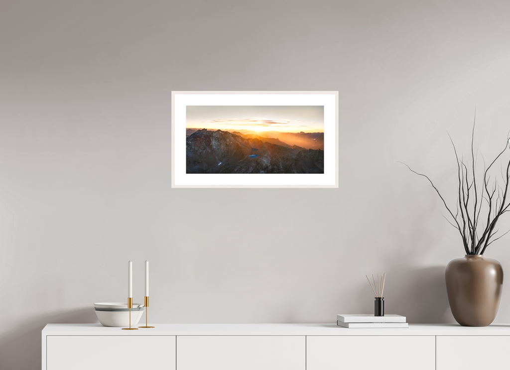 60 x 30 cm, Rahmen-Weiß Sunset Over the Verwall, Arlberg