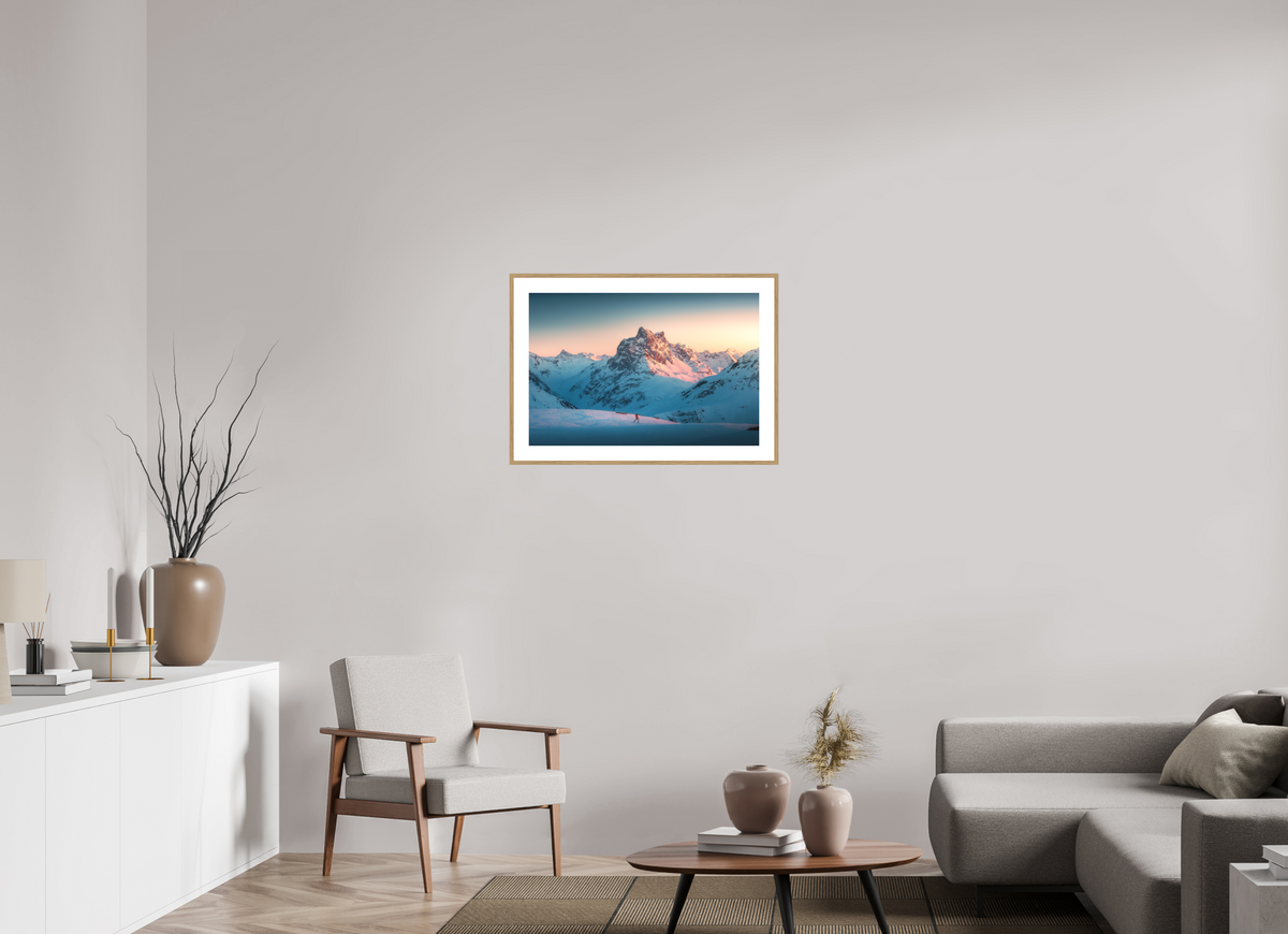 75 x 50 cm, Rahmen-Holzoptik Pateriol Alpenglow, Austria Alps