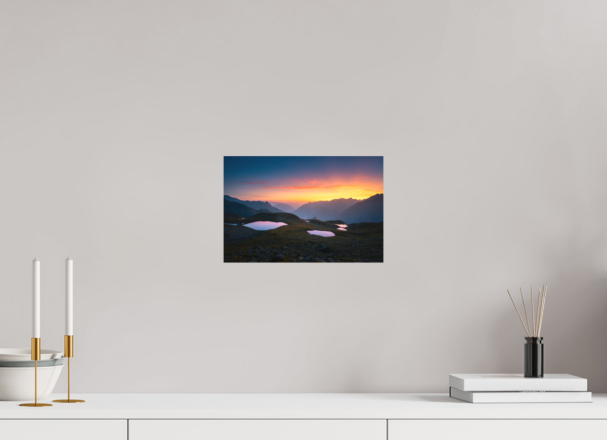 30 x 20 cm, Papierprint ohne Rahmen Mountain Lakes at Sunset