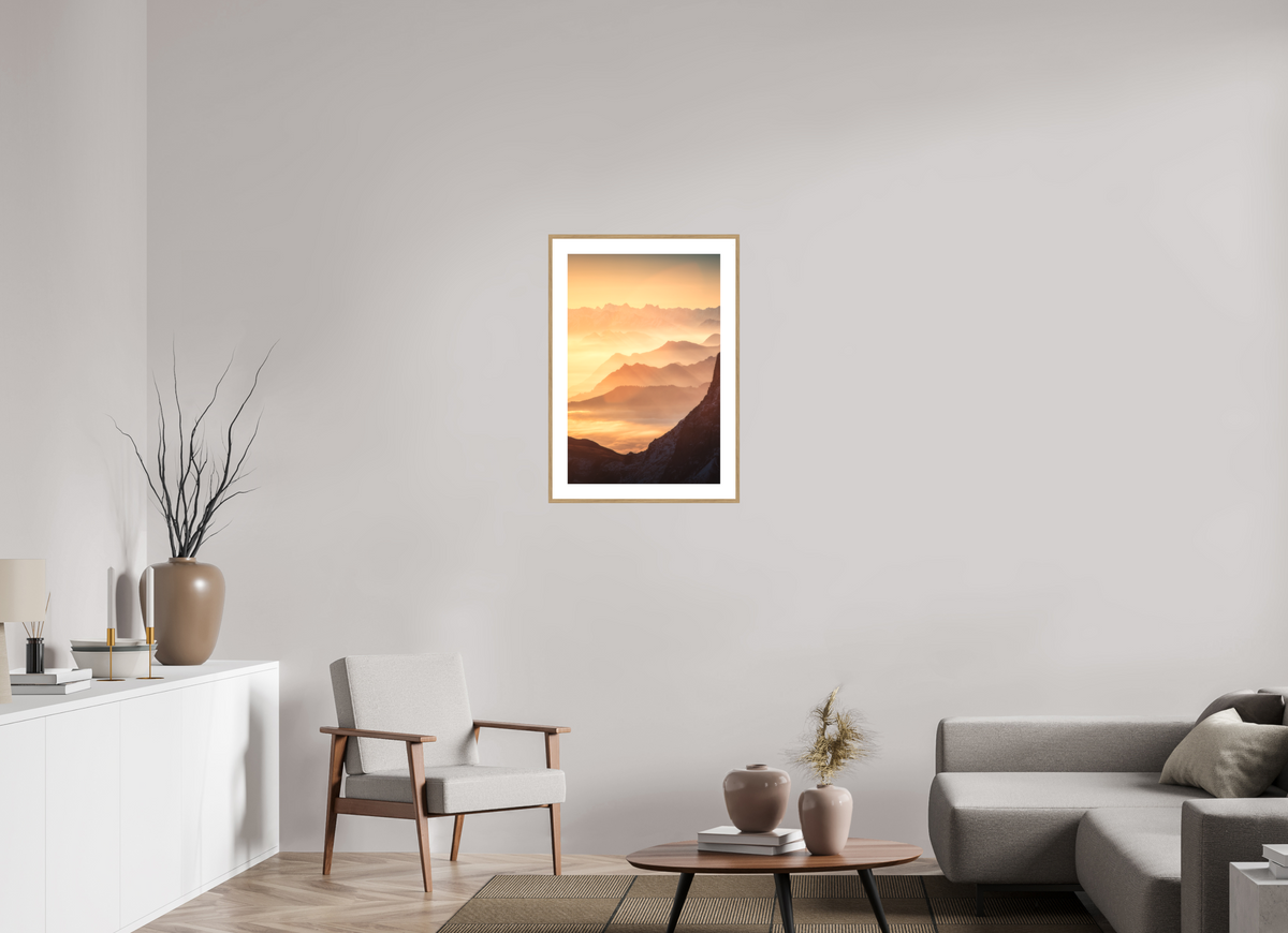 50 x 75 cm, Rahmen-Holzoptik Säntis Ridge Silhouette, Switzerland