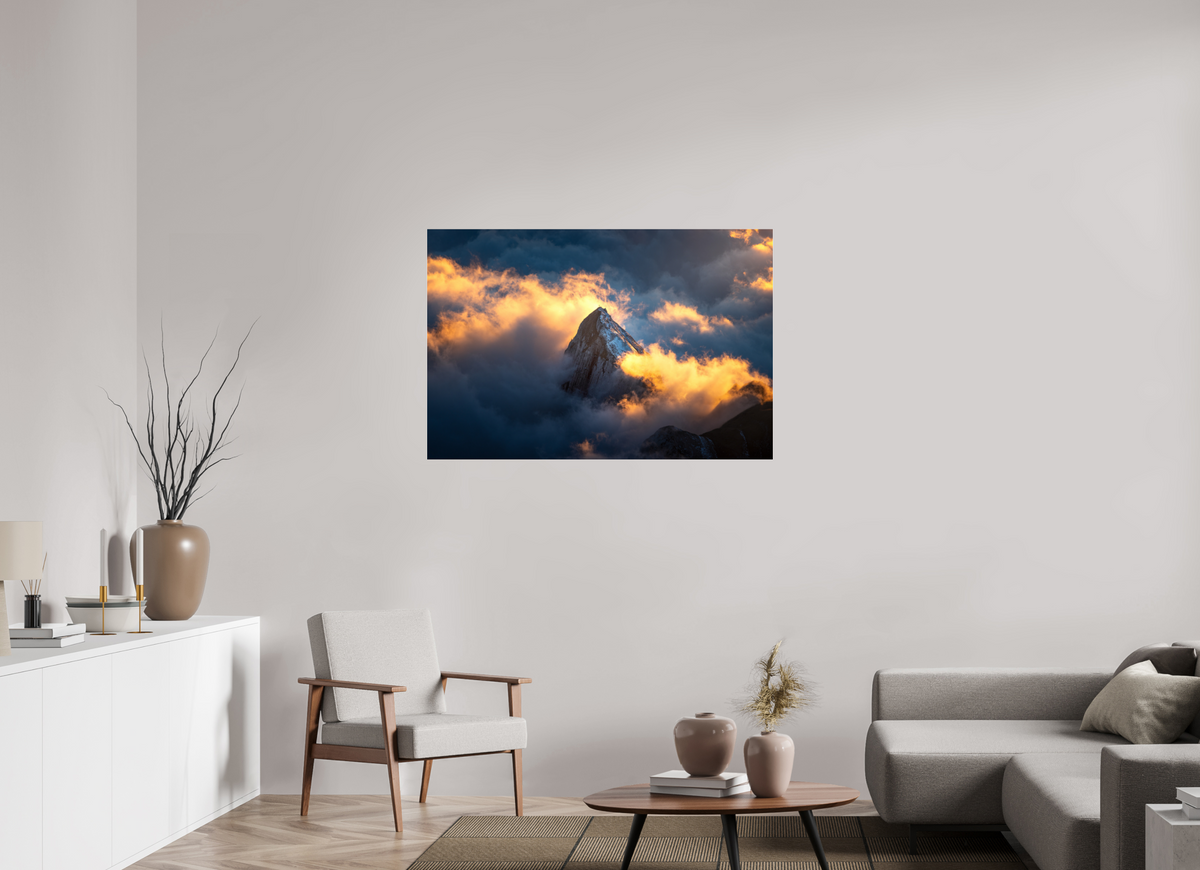 120 x 80 cm, Photo Print Under Acrylic Glass Säntis Cloud Glow at Sunset, Switzerland