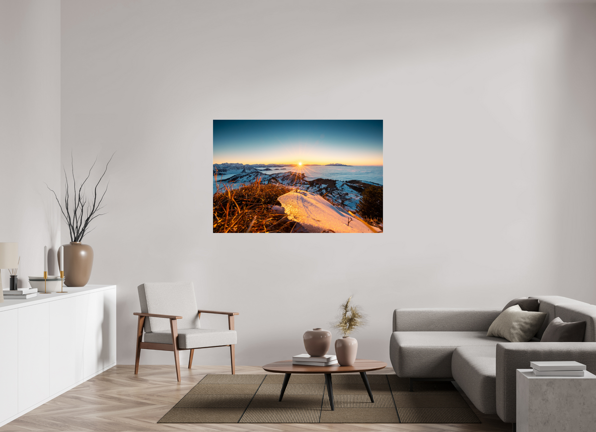 150 x 100 cm, Photo Print Under Acrylic Glass Sunset at the Hohe Matona, Vorarlberg