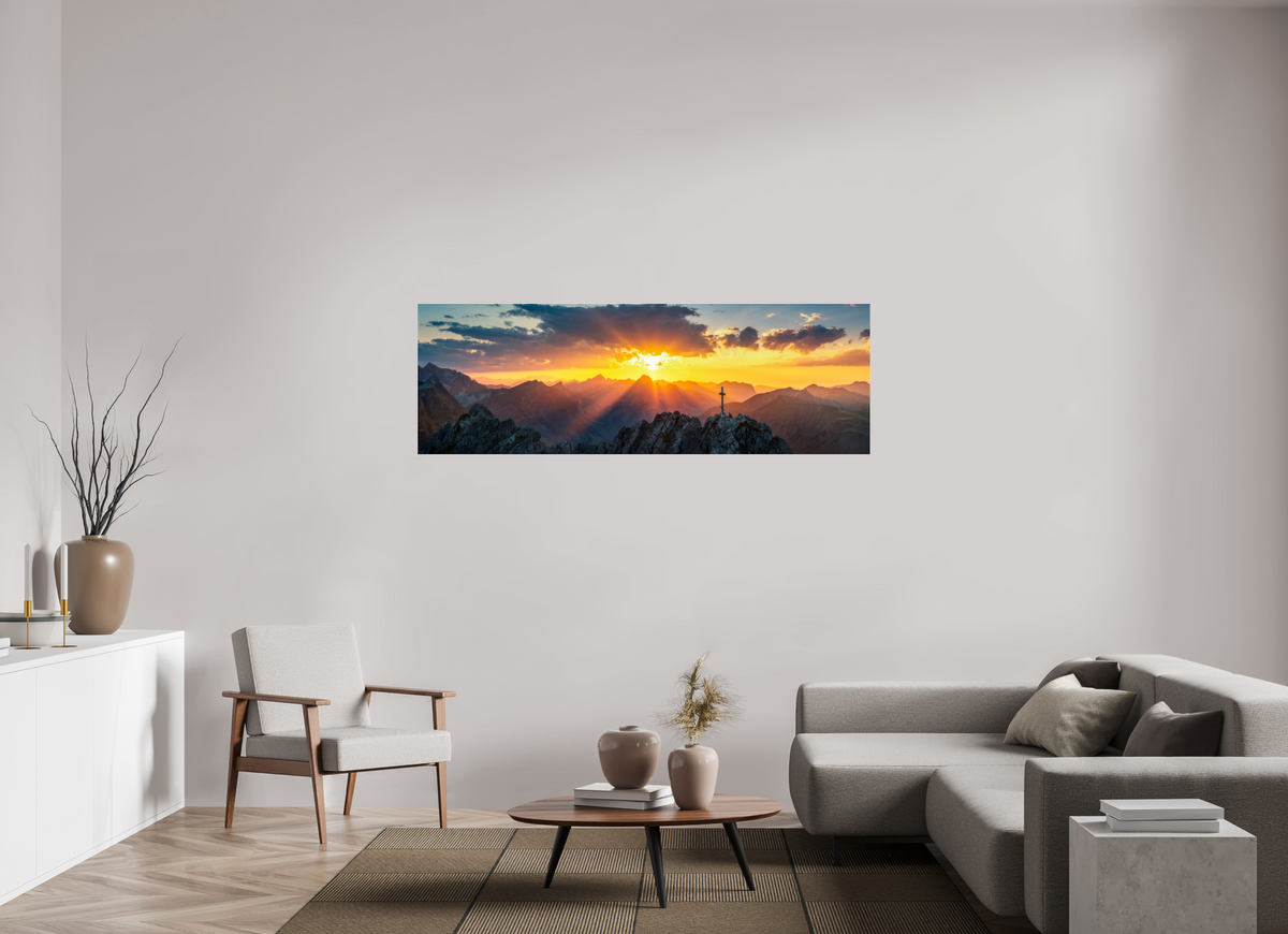 180 x 60 cm, Photo Print Under Acrylic Glass Sunset at the Karhorn, Warth