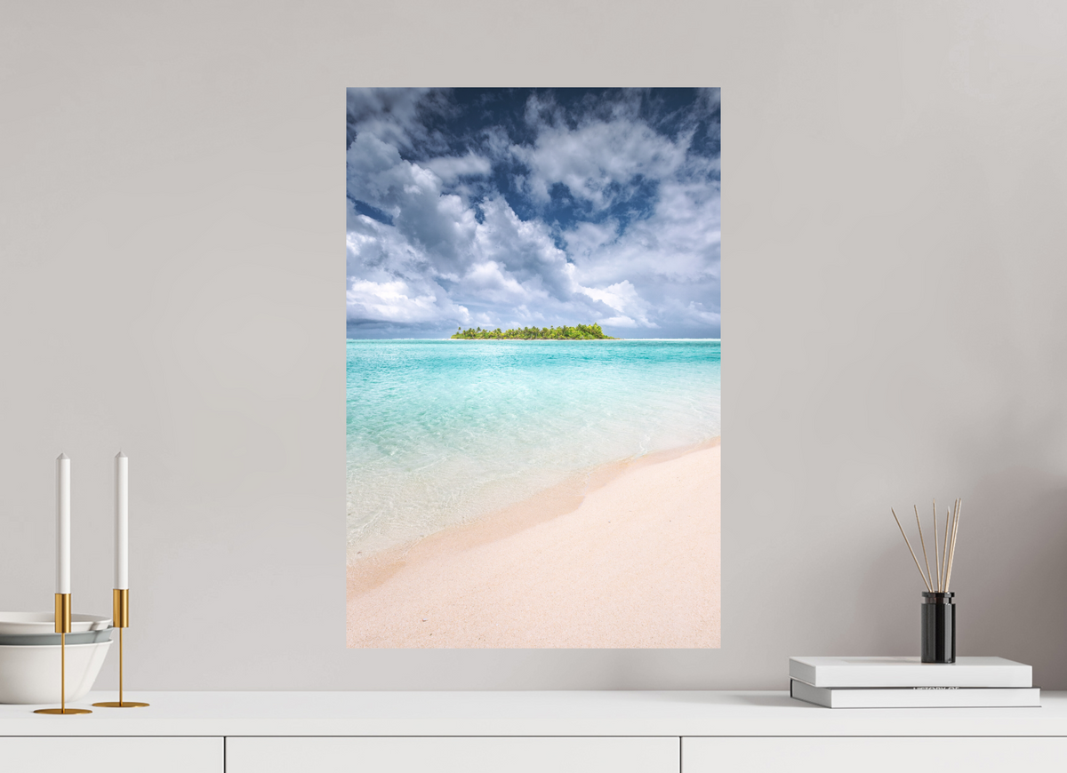 40 x 60 cm, Papierprint ohne Rahmen Tropical Coastline, Aitutaki