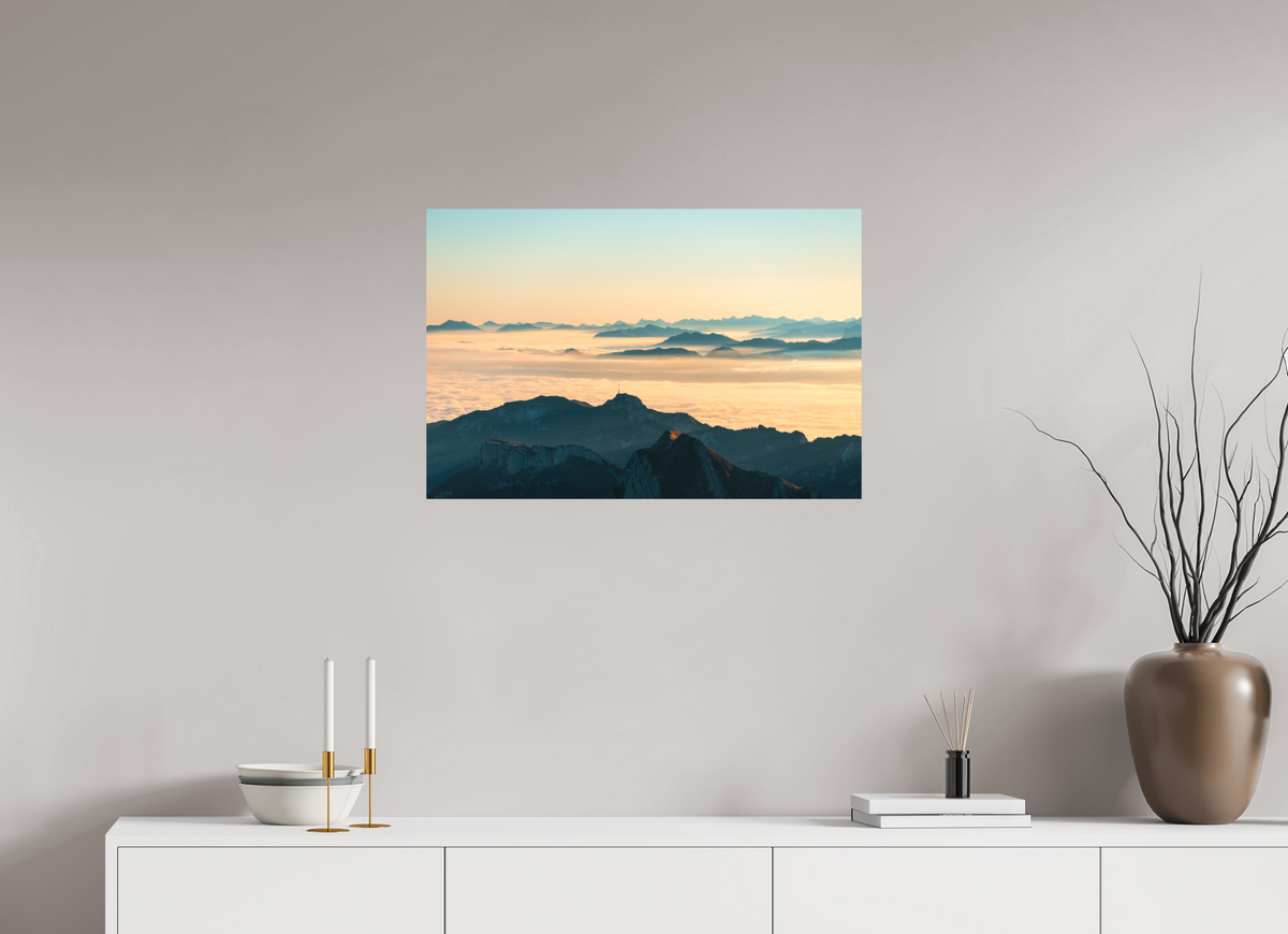 75 x 50 cm, Papierprint ohne Rahmen Säntis Morning Layers, Switzerland