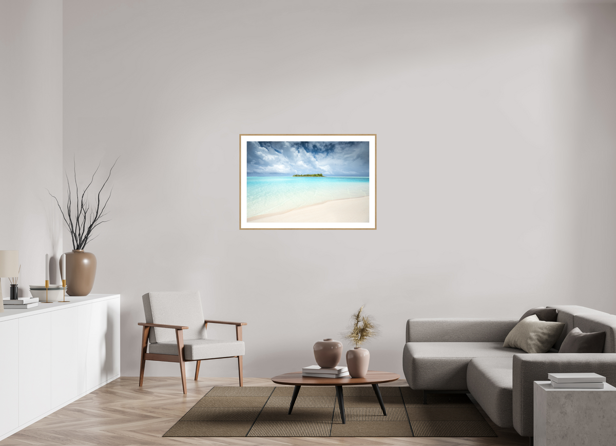 105 x 70 cm, Rahmen-Holzoptik Island in the Lagoon, Aitutaki