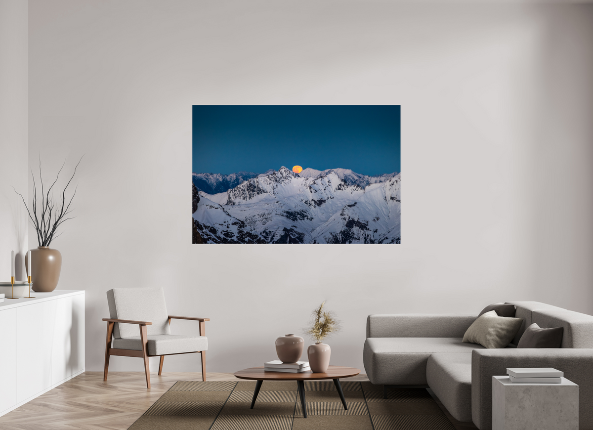 180 x 120 cm, Photo Print Under Acrylic Glass Moonrise at Trittkopf, Arlberg