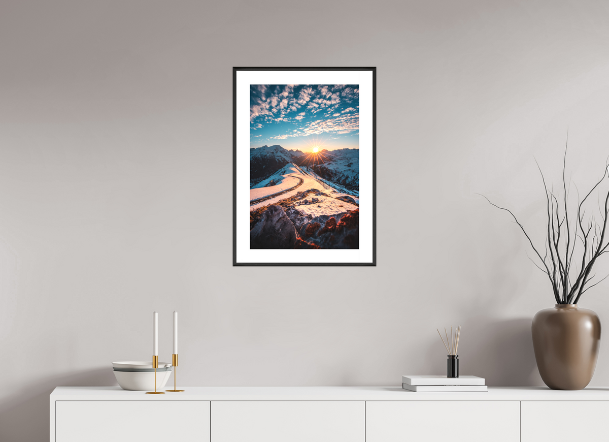 40 x 60 cm, Rahmen-Schwarz Kriegerhorn at Sunset, Lech