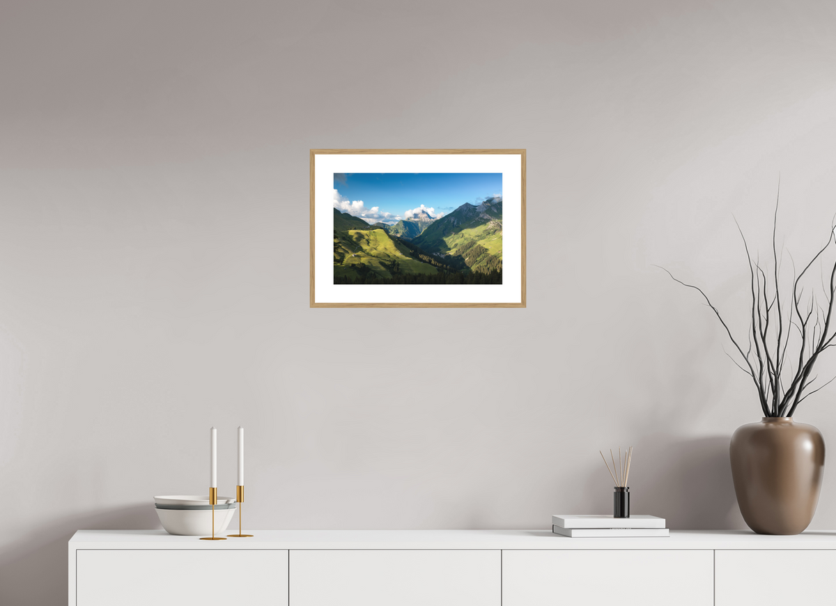 45 x 30 cm, Rahmen-Holzoptik Valley View to the Biberkopf, Warth