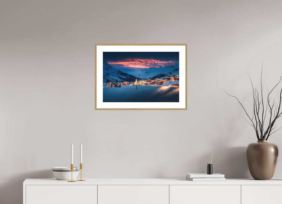 60 x 40 cm, Rahmen-Holzoptik Zug Village, Arlberg