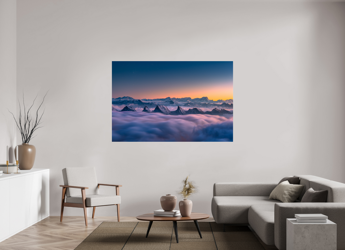 180 x 120 cm, Photo Print Under Acrylic Glass Peaks Above the Sea of Fog