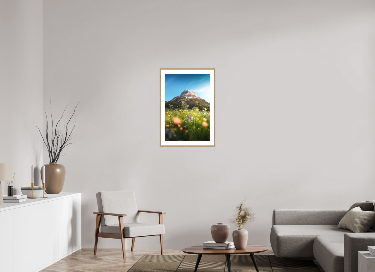 50 x 75 cm, Rahmen-Holzoptik Omeshorn in the Sunset Glow, Lech