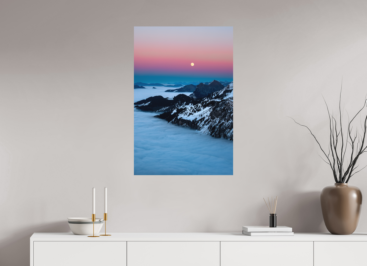 60 x 90 cm, Papierprint ohne Rahmen Moonrise Over the Sea of Fog, Hohe Matona