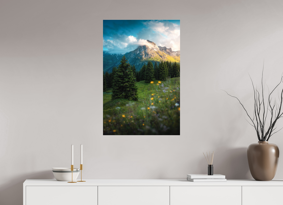 60 x 90 cm, Photo Print Under Acrylic Glass Omeshorn View, Lech Austria