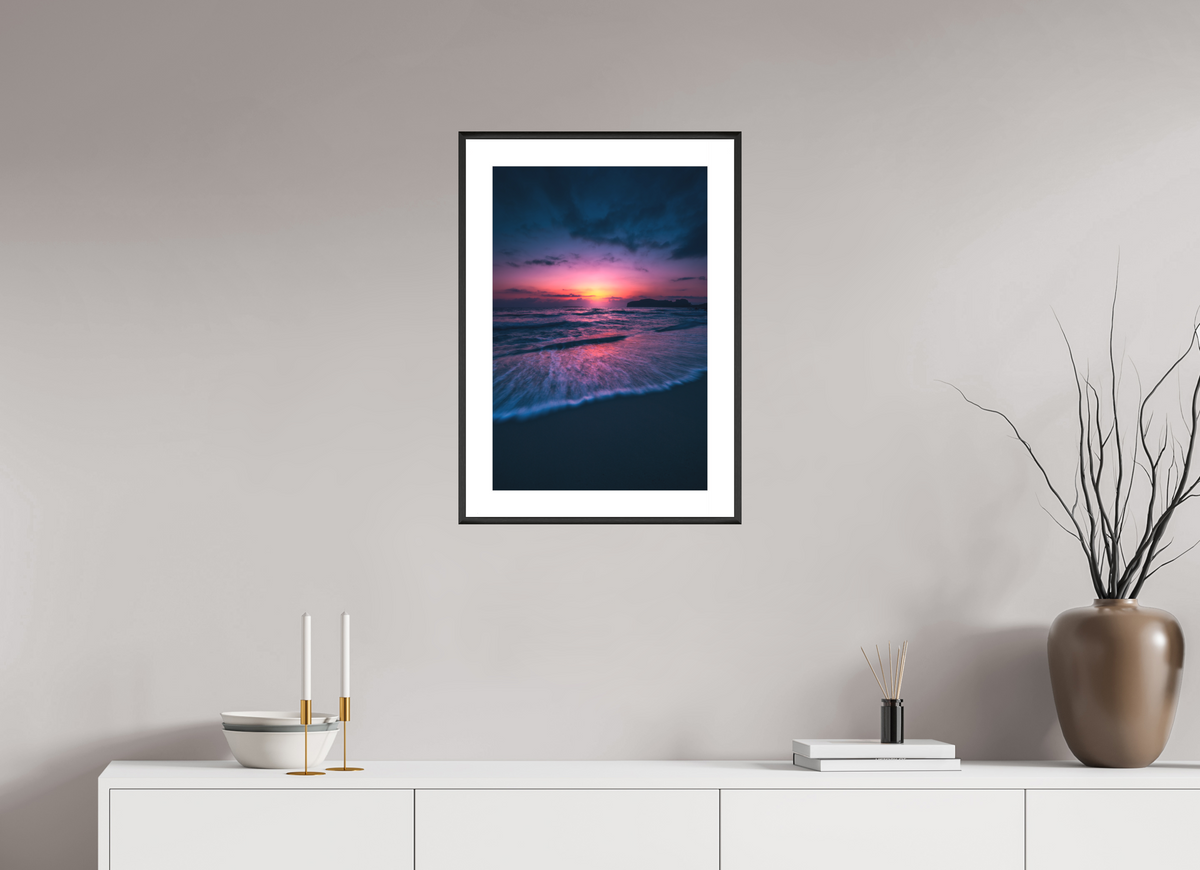 40 x 60 cm, Rahmen-Schwarz Falassarna Evening, Crete Beach