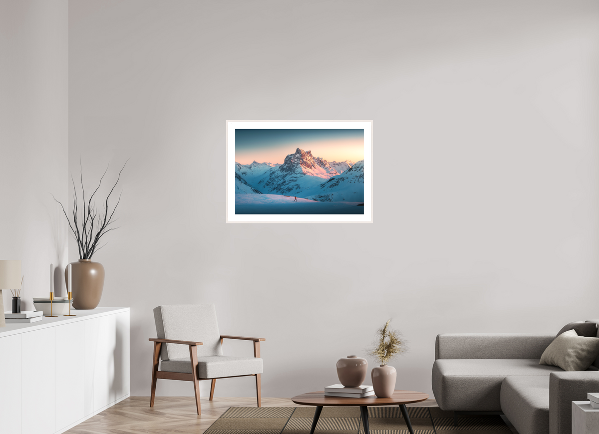 90 x 60 cm, Rahmen-Weiß Pateriol Alpenglow, Austria Alps