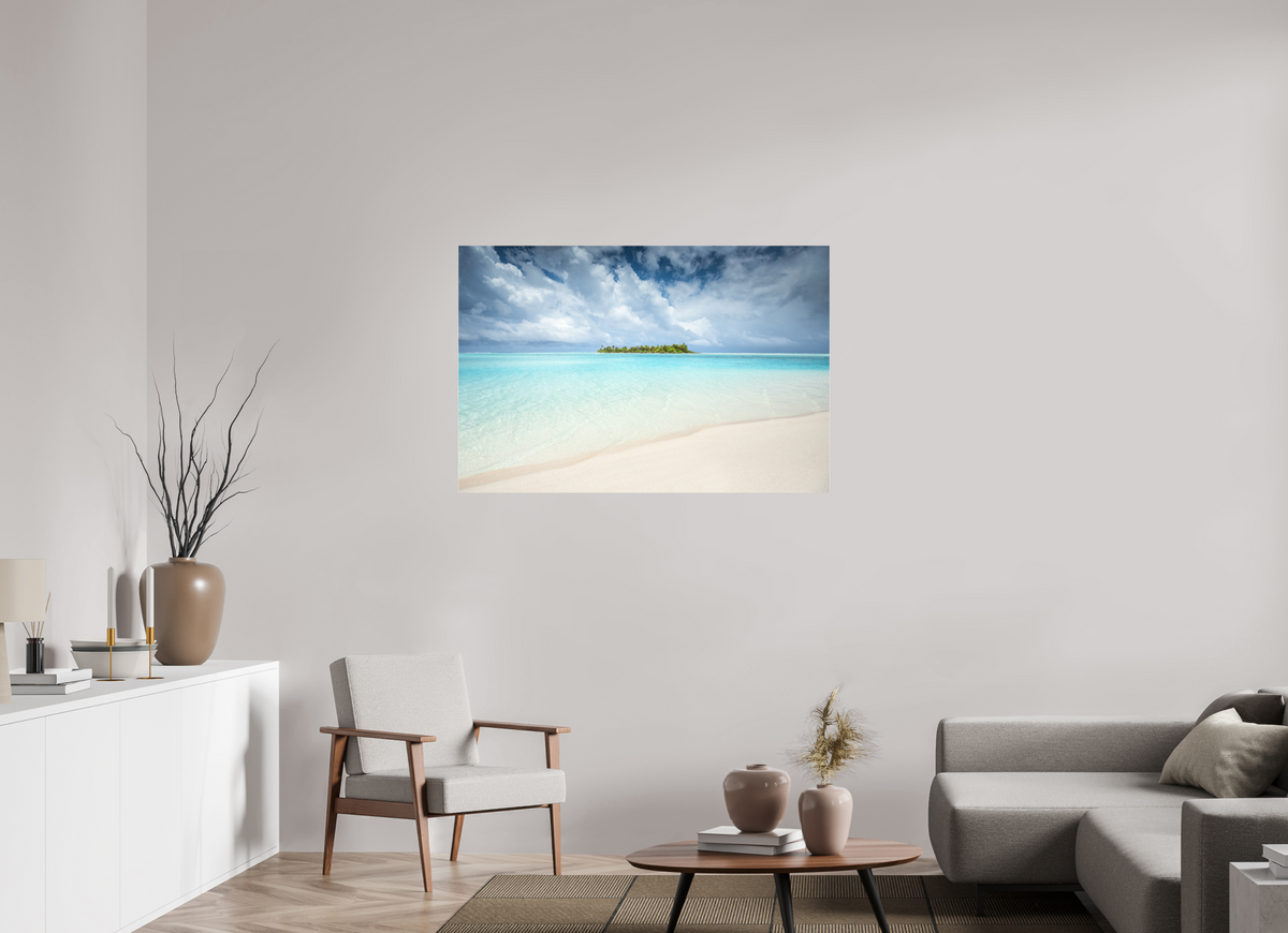 120 x 80 cm, Photo Print Under Acrylic Glass Island in the Lagoon, Aitutaki