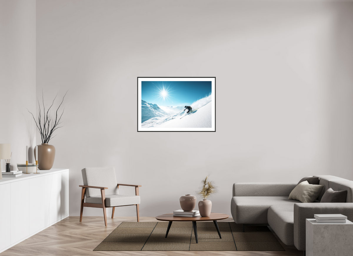 105 x 70 cm, Rahmen-Schwarz Freeride Action, Zürs