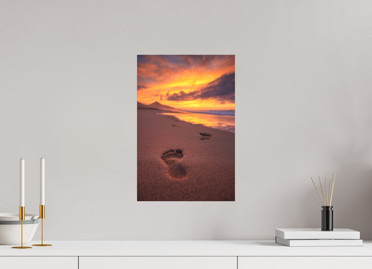 30 x 45 cm, Papierprint ohne Rahmen Footprints at Sunset, Cofete, Fuerteventura