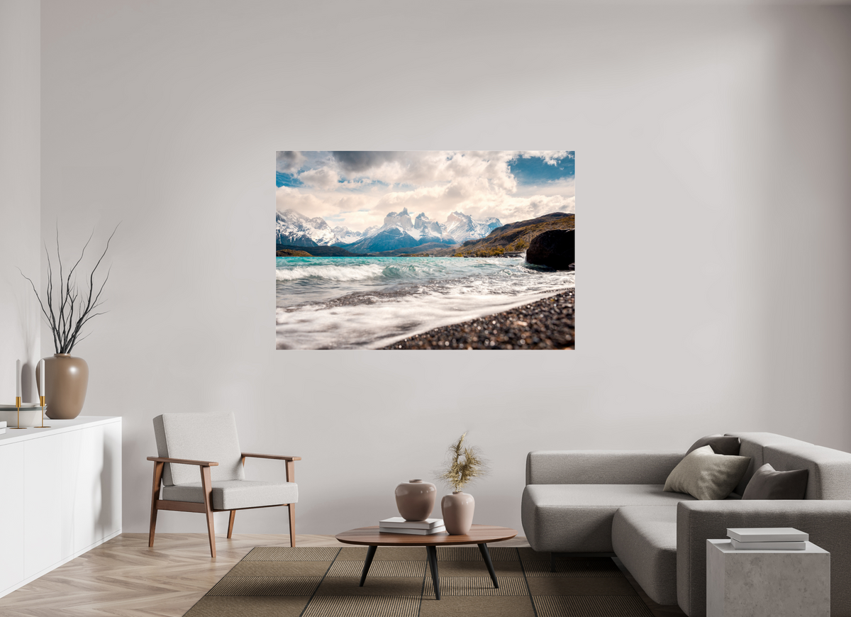 180 x 120 cm, Photo Print Under Acrylic Glass Torres del Paine, Dramatic Skies