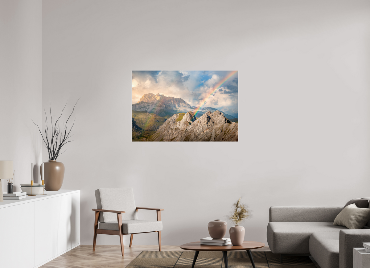 120 x 80 cm, Photo Print Under Acrylic Glass Rainbow over Rote Wand, Arlberg Alps