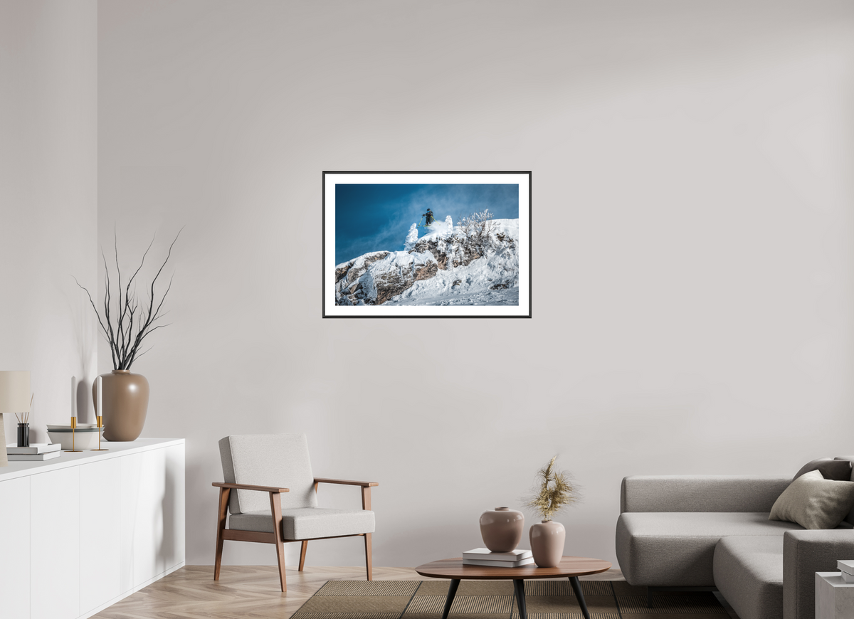 90 x 60 cm, Rahmen-Schwarz St. Anton Skiing, Arlberg Austria
