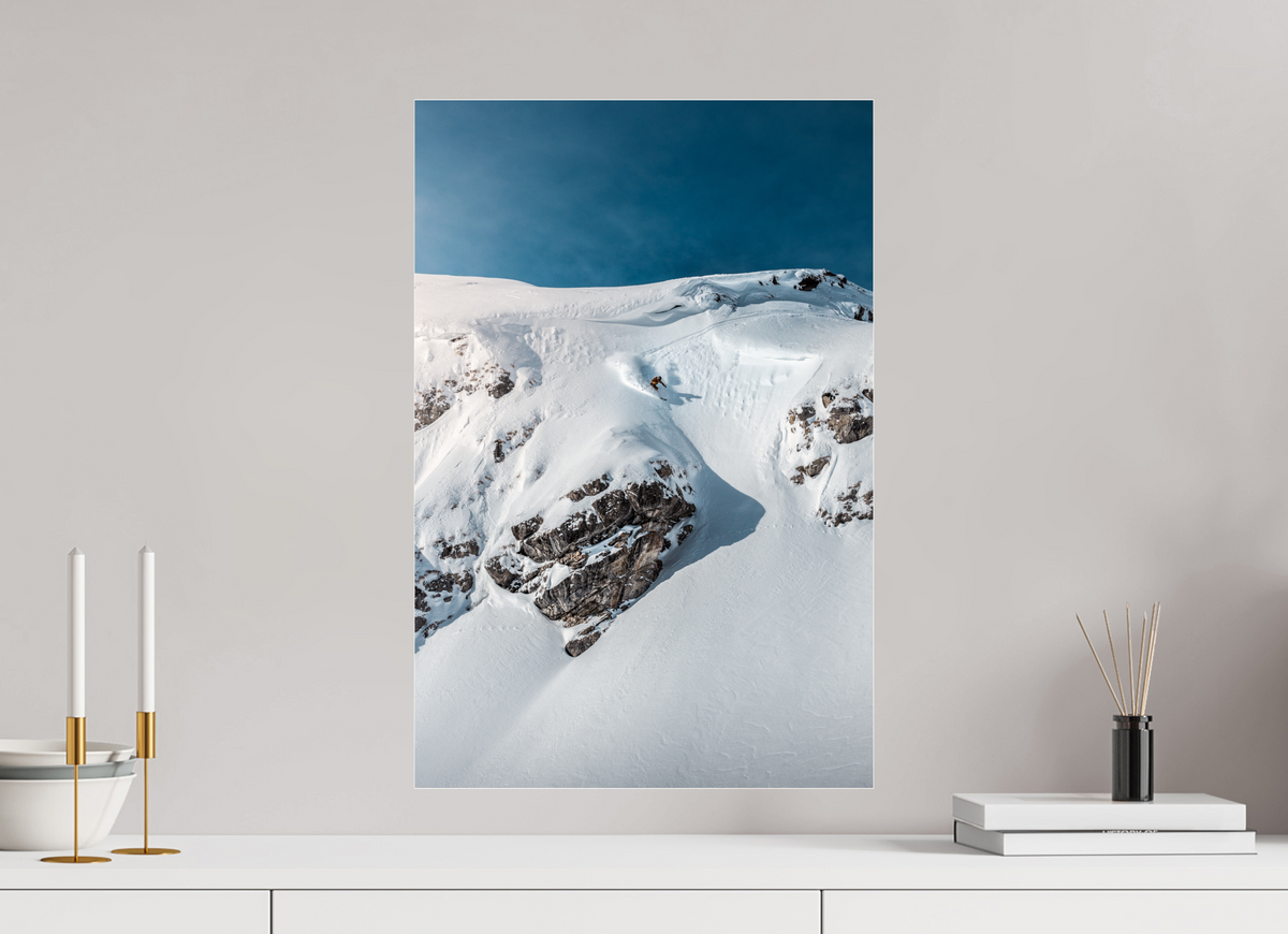 40 x 60 cm, Photo Print Under Acrylic Glass Skier Dropping a Steep Line, Arlberg