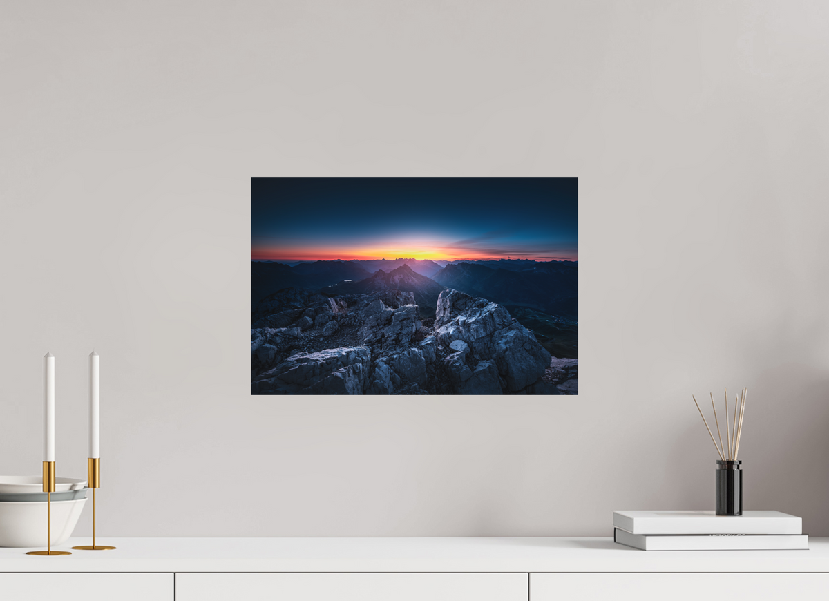 45 x 30 cm, Papierprint ohne Rahmen Sunrise at the Mohnenfluh, Lech