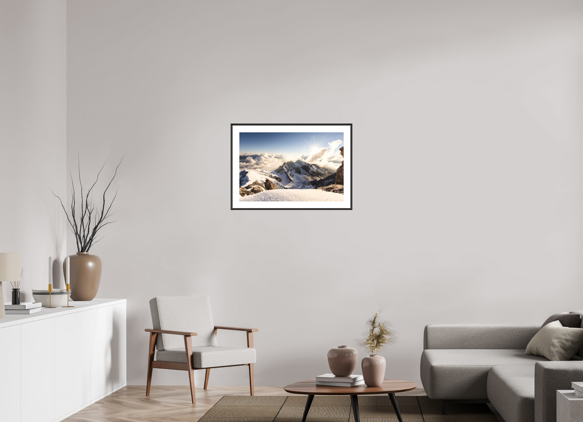 75 x 50 cm, Rahmen-Schwarz Dramatic Sunset at the Valluga, Arlberg