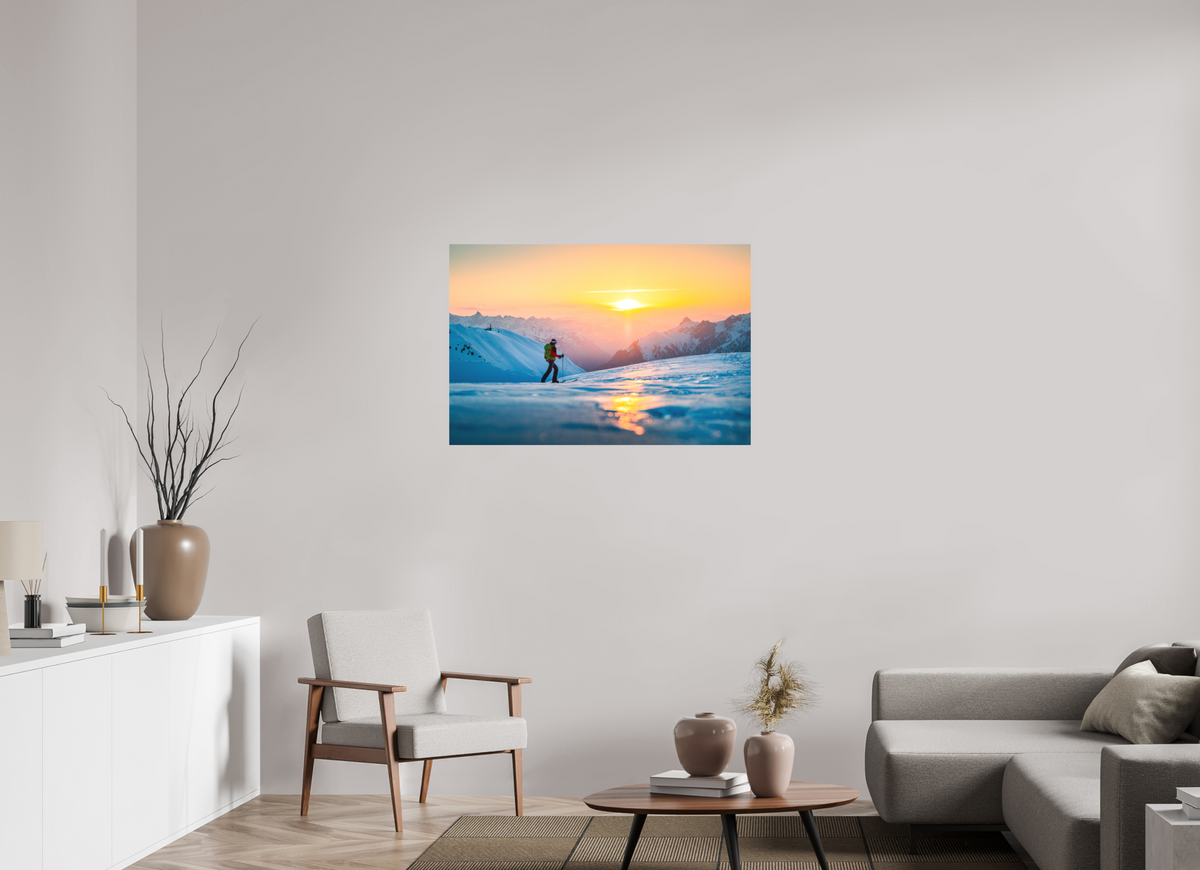105 x 70 cm, Papierprint ohne Rahmen Ski Tour Sunset, Stuben Arlberg