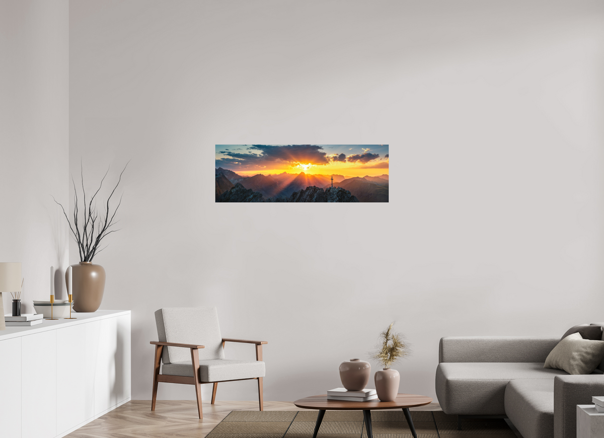 120 x 40 cm, Papierprint ohne Rahmen Sunset at the Karhorn, Warth