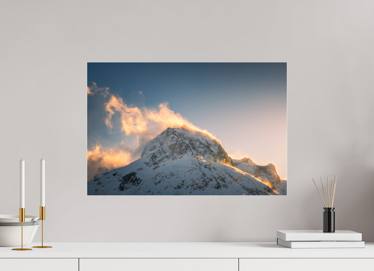 60 x 40 cm, Photo Print Under Acrylic Glass Golden Light on the Omeshorn, Lech