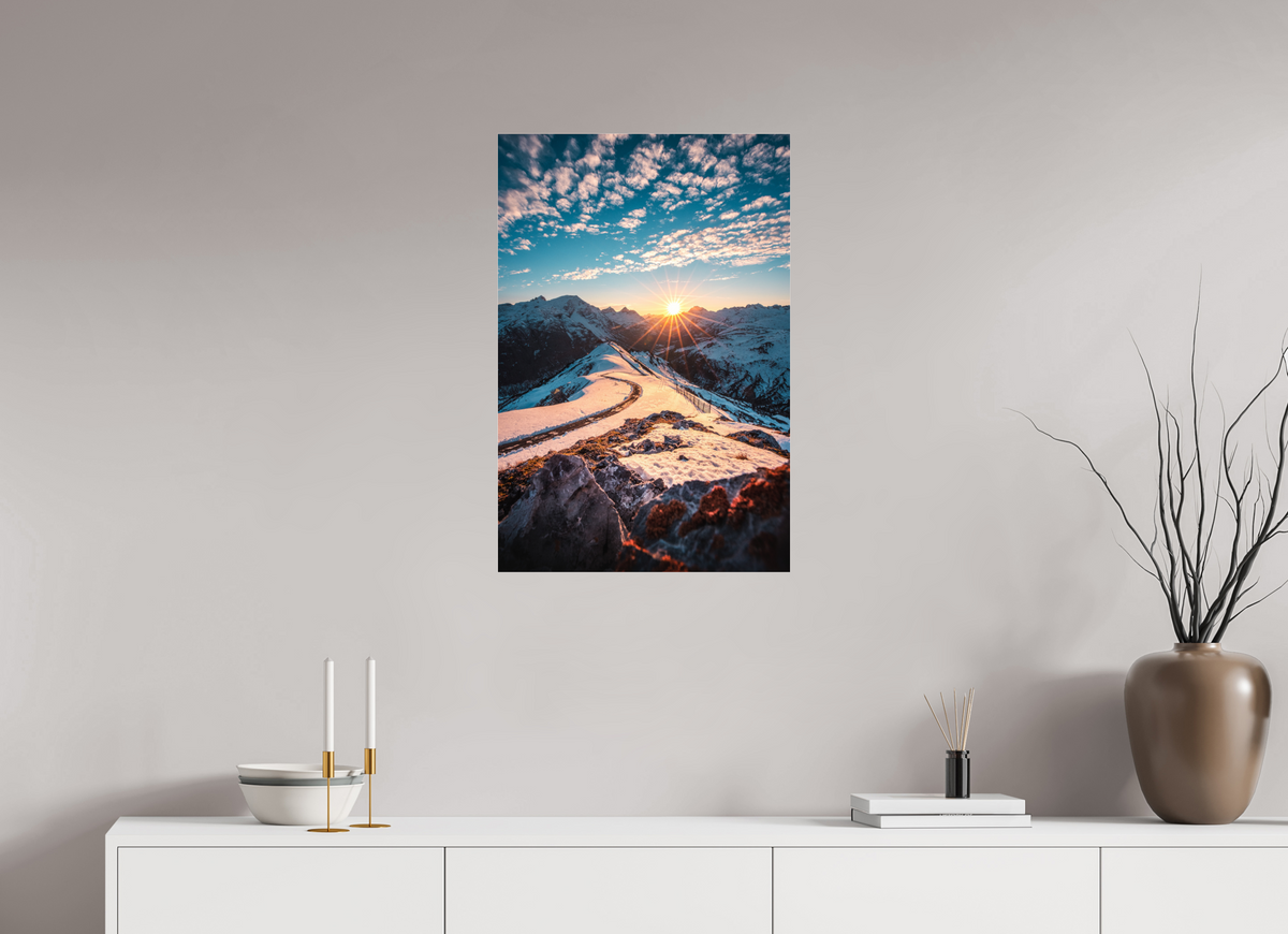 50 x 75 cm, Photo Print Under Acrylic Glass Kriegerhorn at Sunset, Lech