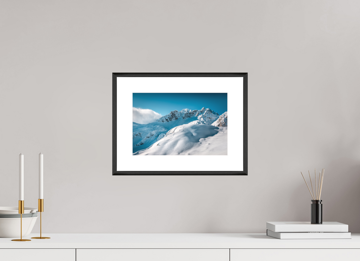 30 x 20 cm, Rahmen-Schwarz Freeride Curves, Lech Zürs
