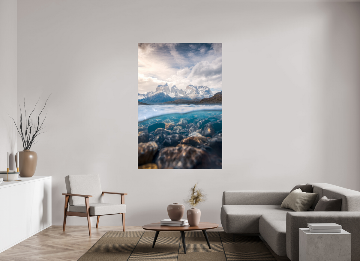 120 x 180 cm, Photo Print Under Acrylic Glass Torres del Paine, Reflection